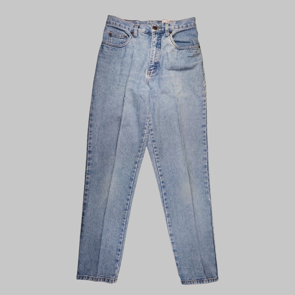VTG 90s Bill Blass Light Wash Denim High Waisted Mom Jeans Tapered Size 8